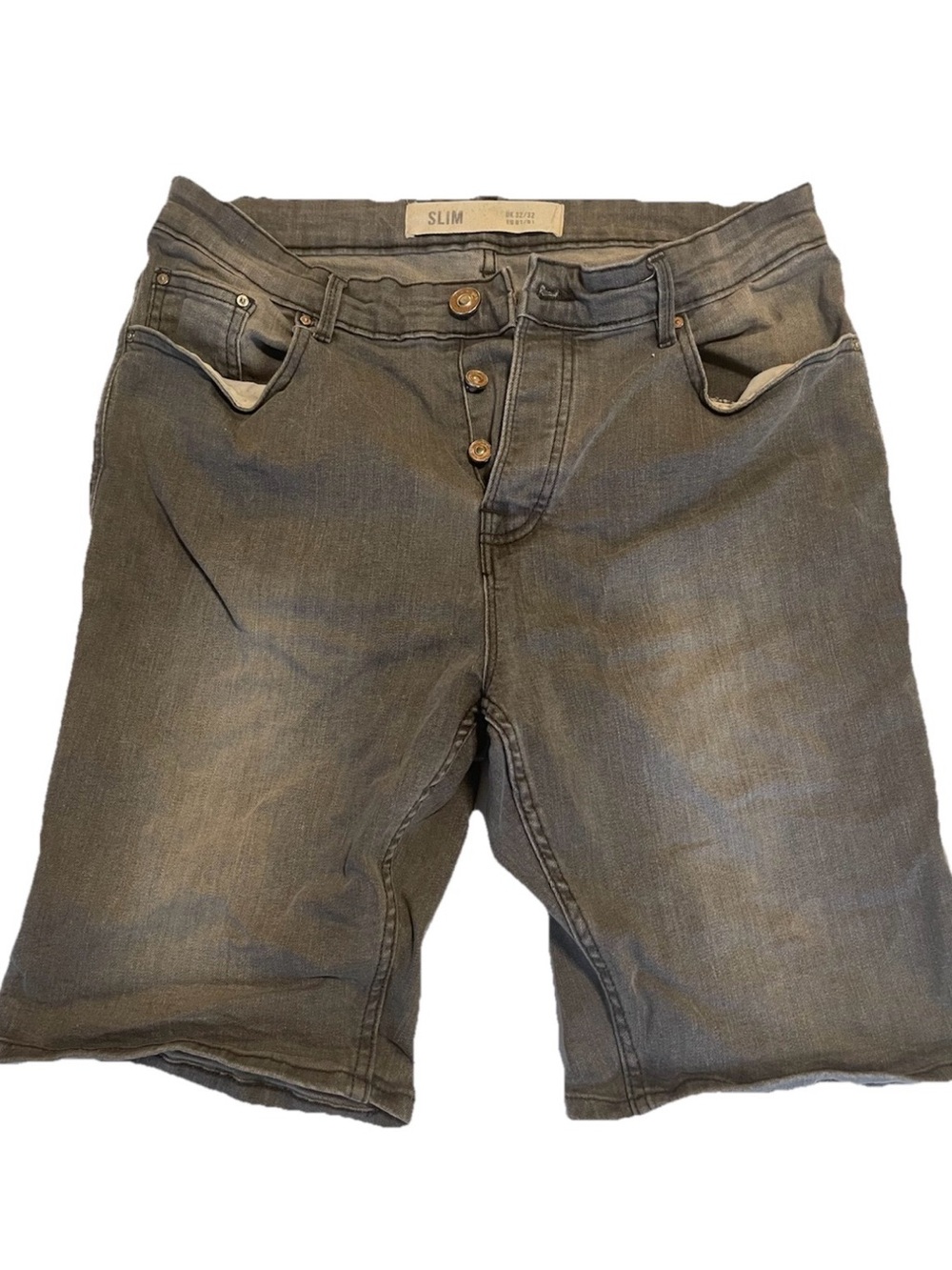 New Look Shorts Denim Gray Faded Size 32 R Slim Fit
